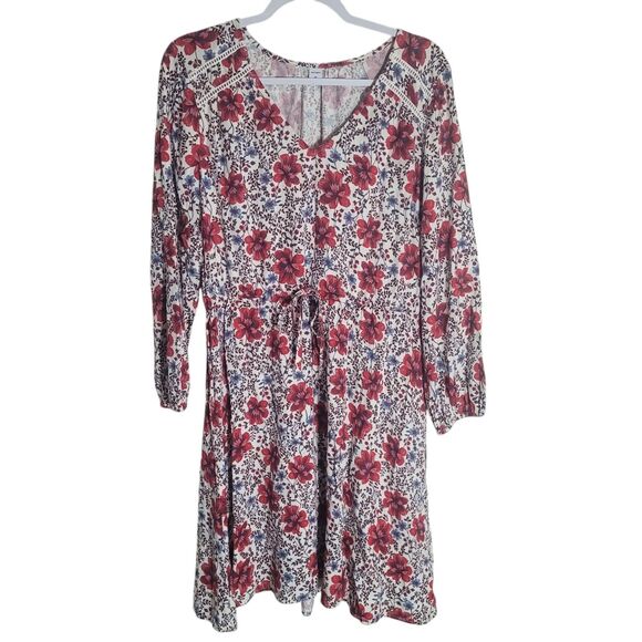 Old Navy Floral Rayon Mini Dress Women's Size Medium Long Sleeve Boho Spring - Picture 1 of 11